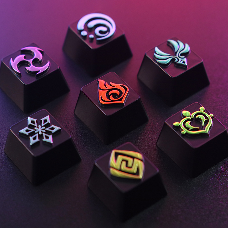 Dropshipping Genshin Impact Metal Keycaps ESC Alu Alloy Keycaps for Mechanical Keyboard R4 Height Stereoscopic Relief